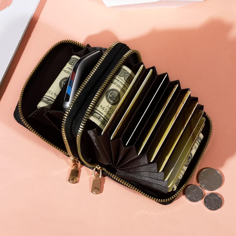 محفظة نسائية بسحاب قصيرة بنمط الليتشي، عصرية وذات سعة كبيرة، محفظة للعملات المعدنية متعددة البطاقات بسحاب