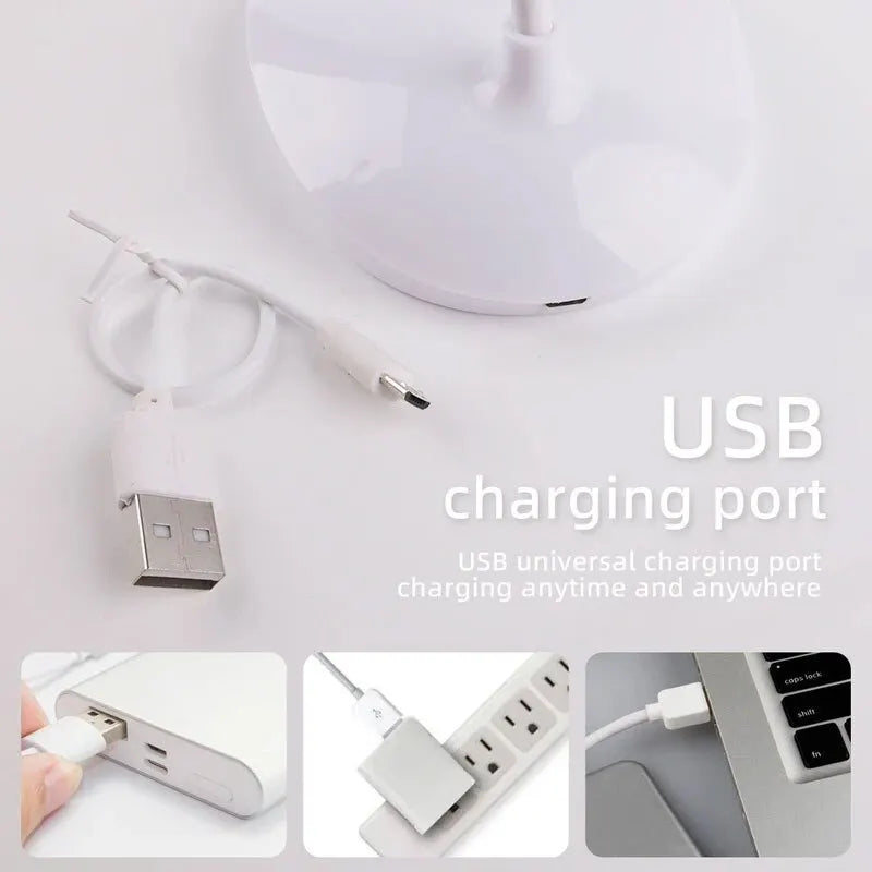 مصباح مكتبي LED قابل لإعادة الشحن بمنفذ USB إضاءة لحماية العين مصباح ليلي للغرفة مصباح قراءة للطلاب بجانب السرير لغرفة النوم