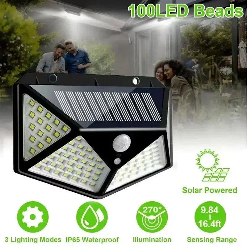 1/2/4/6 قطع 100 مصباح حائط LED خارجي يعمل بالطاقة الشمسية مع مستشعر حركة PIR إضاءة شوارع تعمل بالطاقة الشمسية لتزيين الحدائق